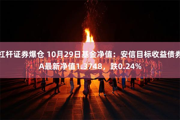 杠杆证券爆仓 10月29日基金净值：安信目标收益债券A最新净值1.3748，跌0.24%